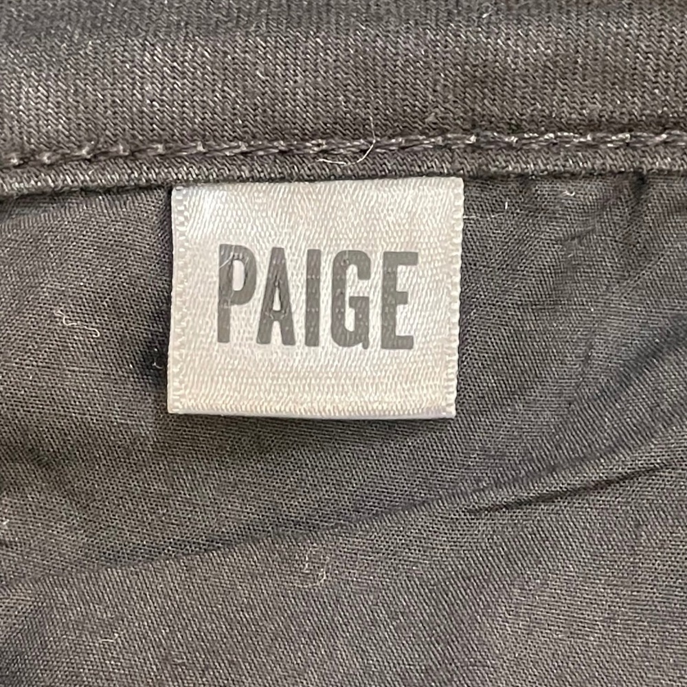 Paige Hoxton Ankle Black Fog Luxe Coating Coated Skinny Jeans Womens 32 Made USA - Picture 8 of 13